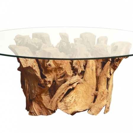 Mesa de tronco con vidrio templado $1.999 + iva B Home C. C. Plaza Navona